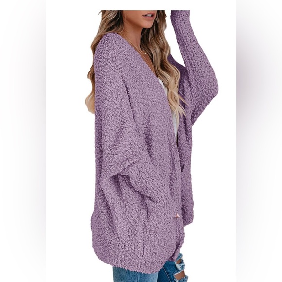 Purple Umgee Overaized Lavendar Cardigan with pockets - Picture 2 of 7